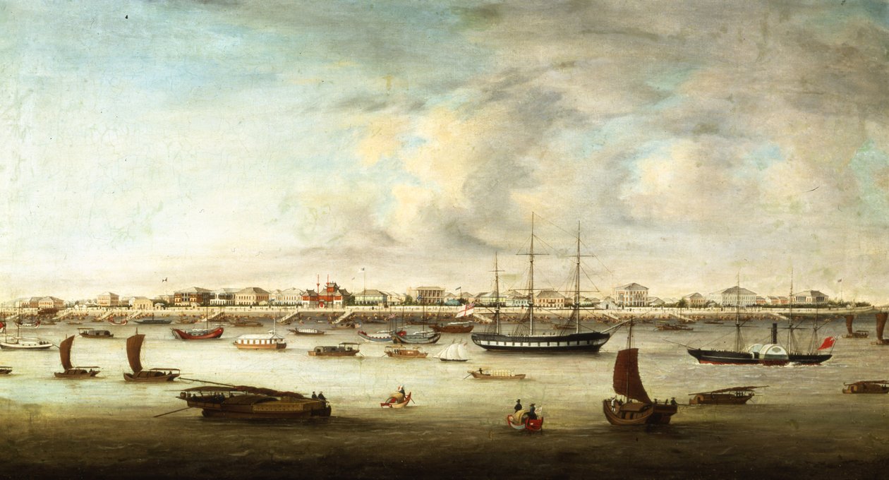 Kínai halászhajók, Sanghaj, 1857 körül alkotó: Chow Qua