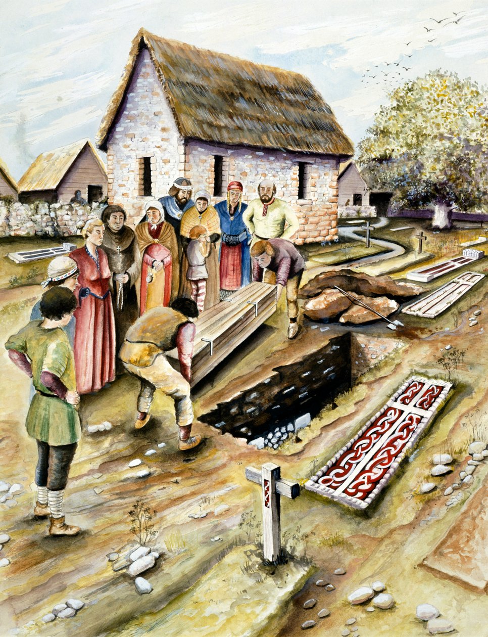 Viking temetkezés a templomkertben, York, Yorkshire, 10. század, 2000 körül alkotó: Chris Evans
