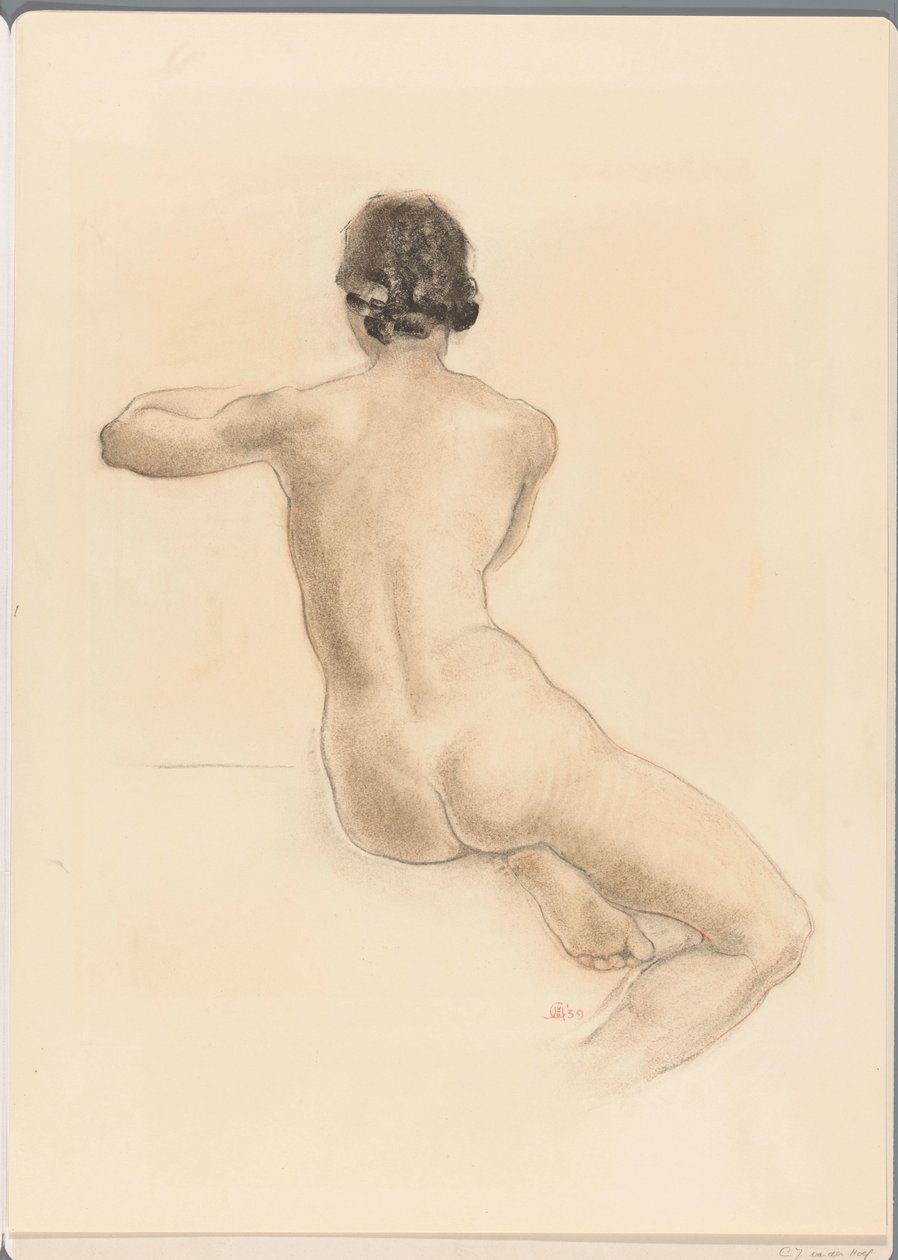Ülő meztelen nő alkotó: Chris van der Hoef (signed by artist)
