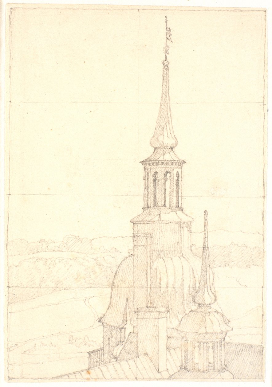 Frederiksborg két kis toronyának egyike. alkotó: Christen Købke