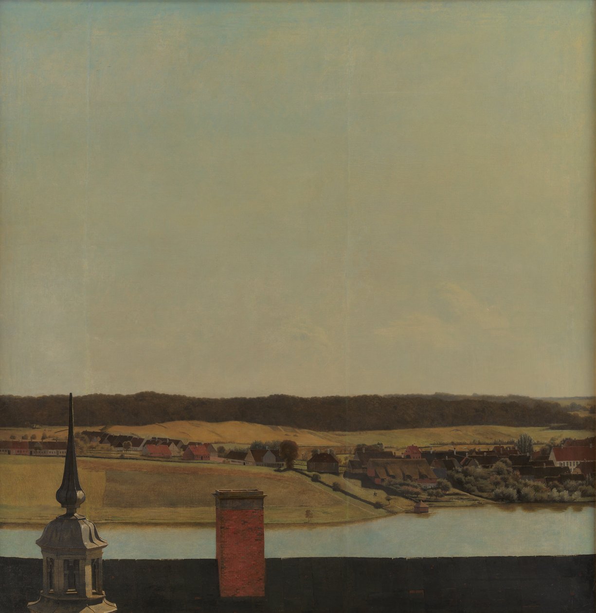 Frederiksborg kastély tetőgerince, kilátással a tóra, a városra és az erdőre alkotó: Christen Købke