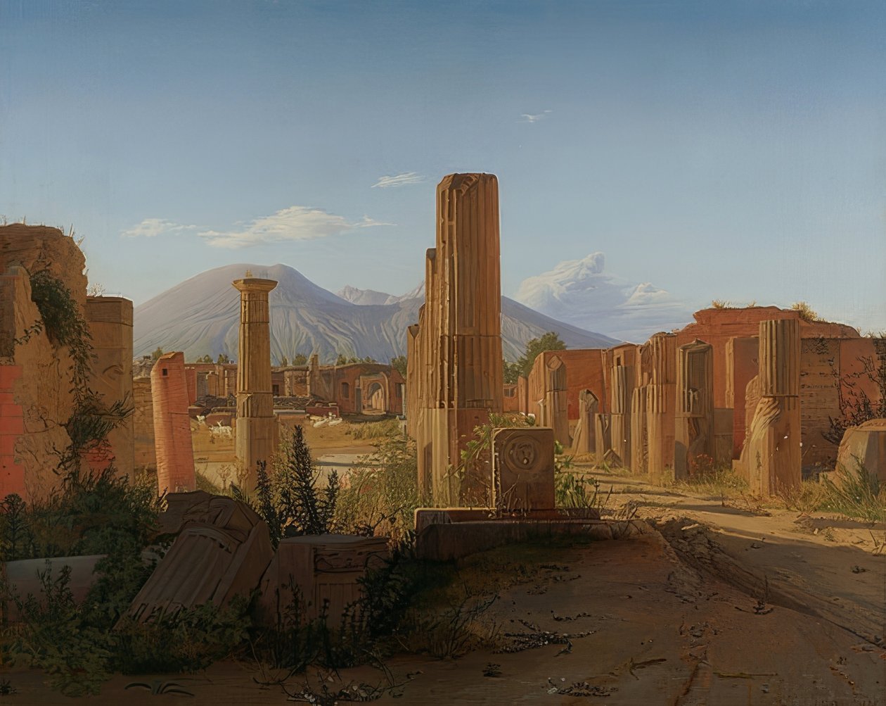 Pompei fóruma a Vezúvmal a háttérben. 1841 alkotó: Christen Schjellerup Købke