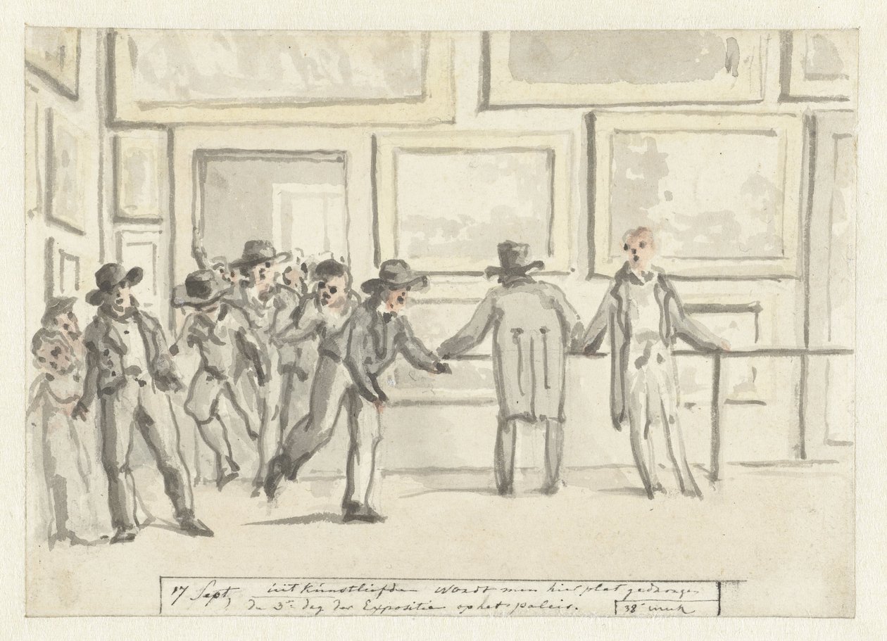 Látogatók az amszterdami művészeti kiállításon 1808-ban alkotó: Christiaan Andriessen