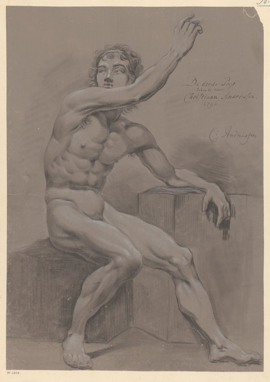 Ülő férfi akt, oldalnézet (3. díj, 1796) alkotó: Christiaan Andriessen