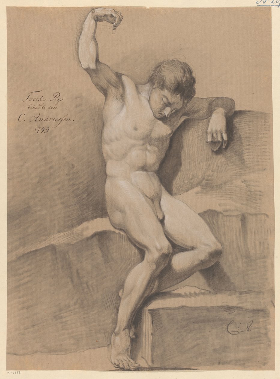 Ülő férfi akt, elölnézet (2. díj, 1799) alkotó: Christiaan Andriessen