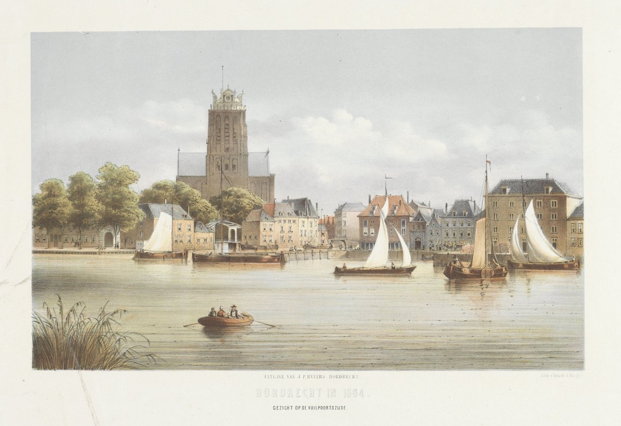 Kilátás Dordrechtre Kilátás a Vuilpoorts oldalról (cím az objektumon) Dordrecht látképe 1864-ben (a sorozat címe az objektumon) alkotó: Christiaan Bos