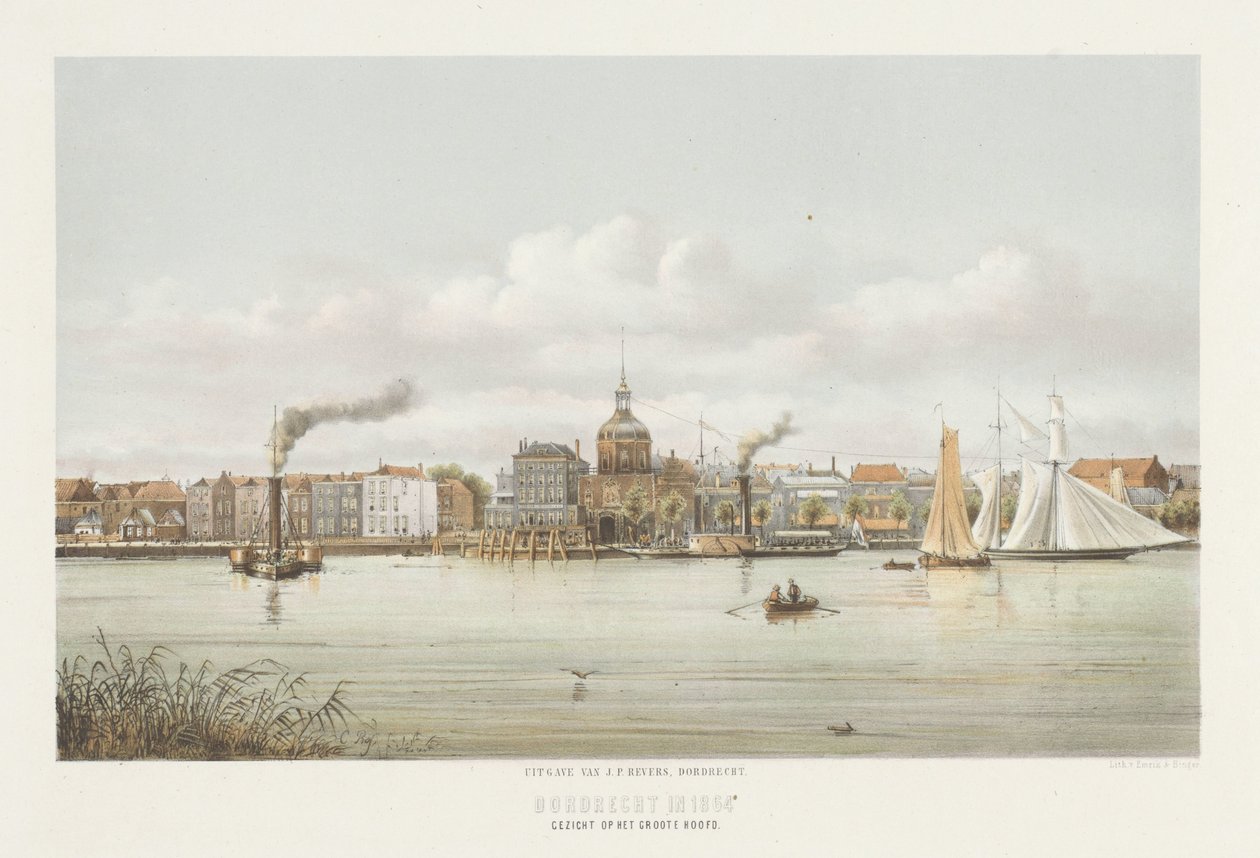 Kilátás a Groothoofdspoort-ra Dordrechtben A Groote Hoofd képe (cím az objektumon) Dordrecht 1864-ben (a sorozat címe a tárgyon) alkotó: Christiaan Bos