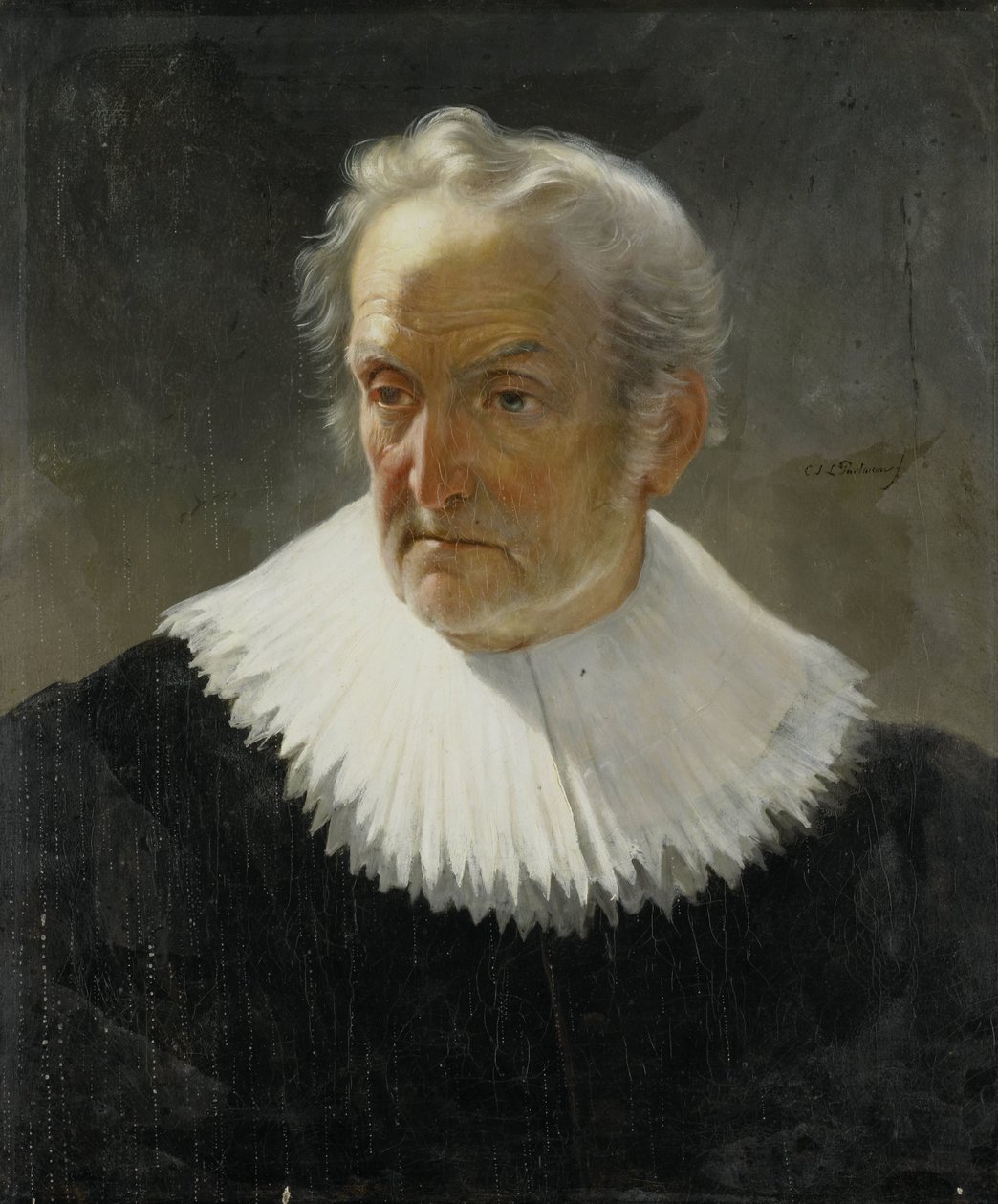 Egy idős férfi 17. századi ruhában alkotó: Christiaan Julius Lodewijk Portman
