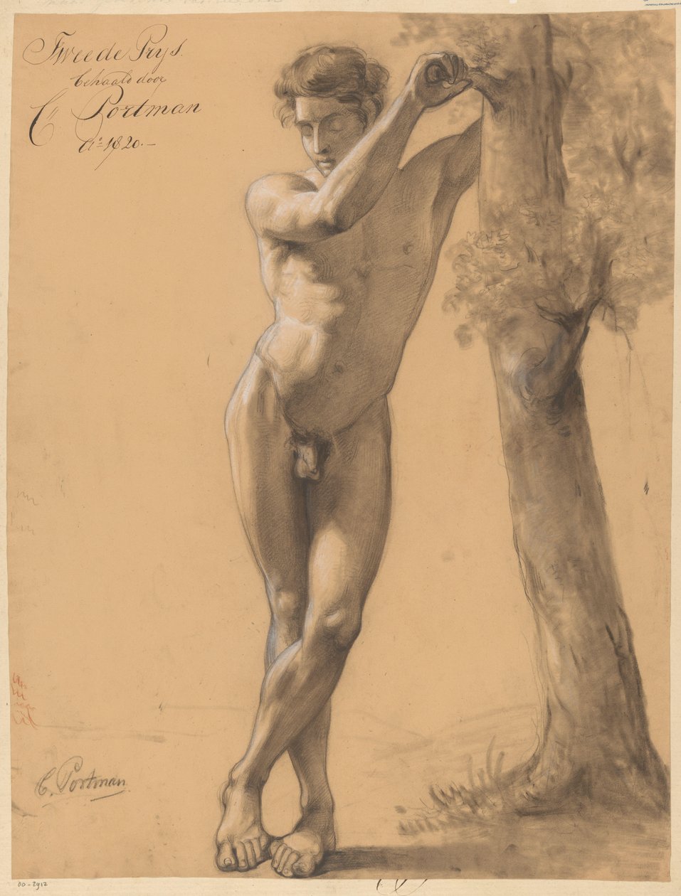 Álló férfi akt, elölről nézve (2. díj 1820) alkotó: Christiaan Julius Lodewijk Portman
