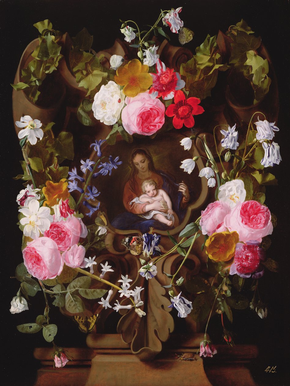 Madonna és a gyermek virágfüzérrel körülvéve (Madonna és gyermek egy másik kéz által) alkotó: Christiaan Luykx or Luycks