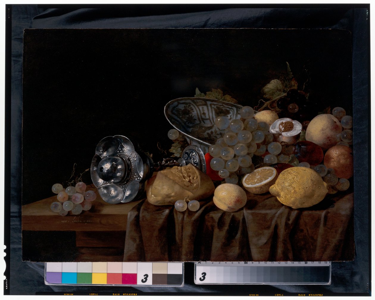 Still Life of lemons, grapes and peaches alkotó: Christiaan Luykx or Luycks