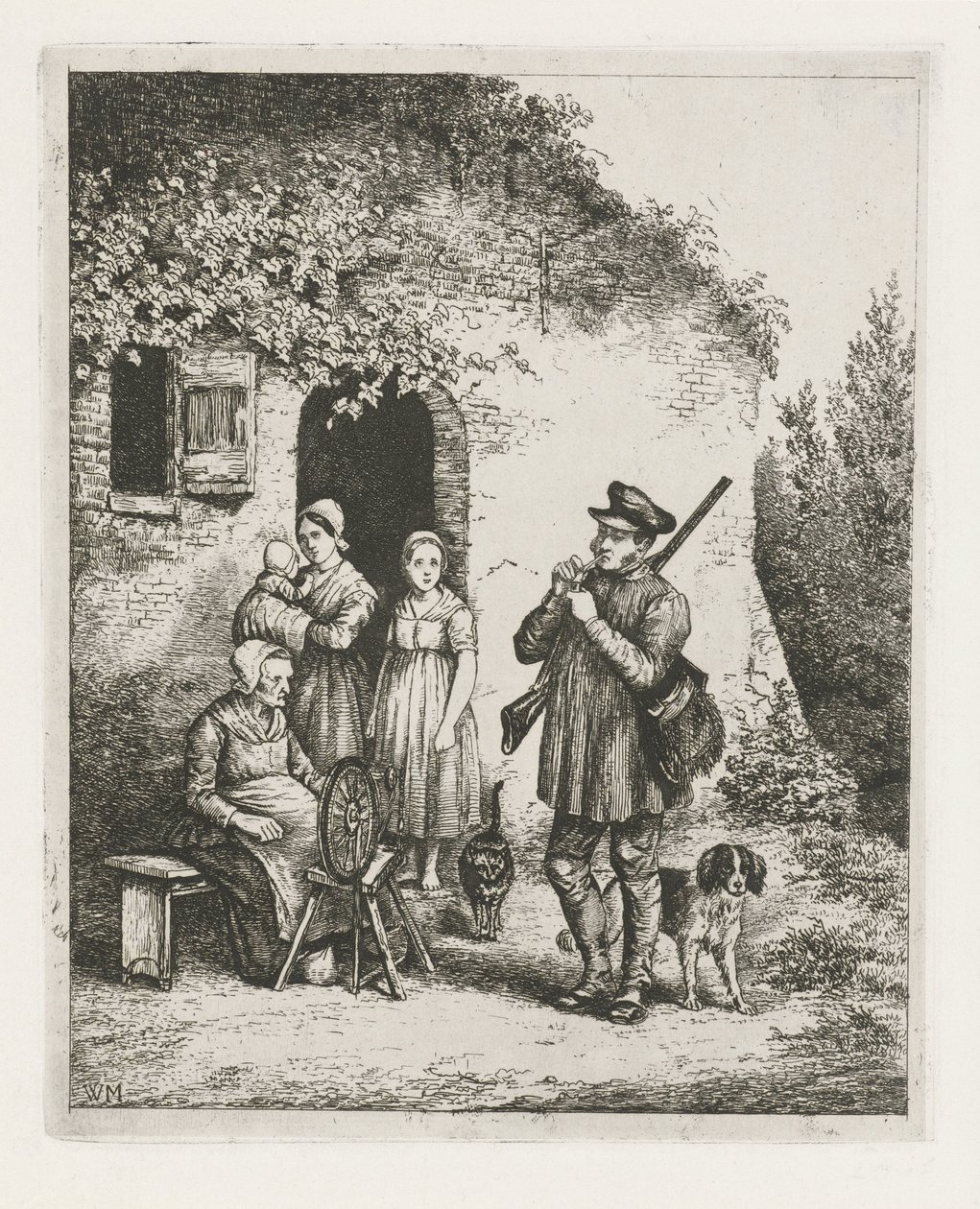 Társaság egy ház előtt alkotó: Christiaan Wilhelmus Moorrees