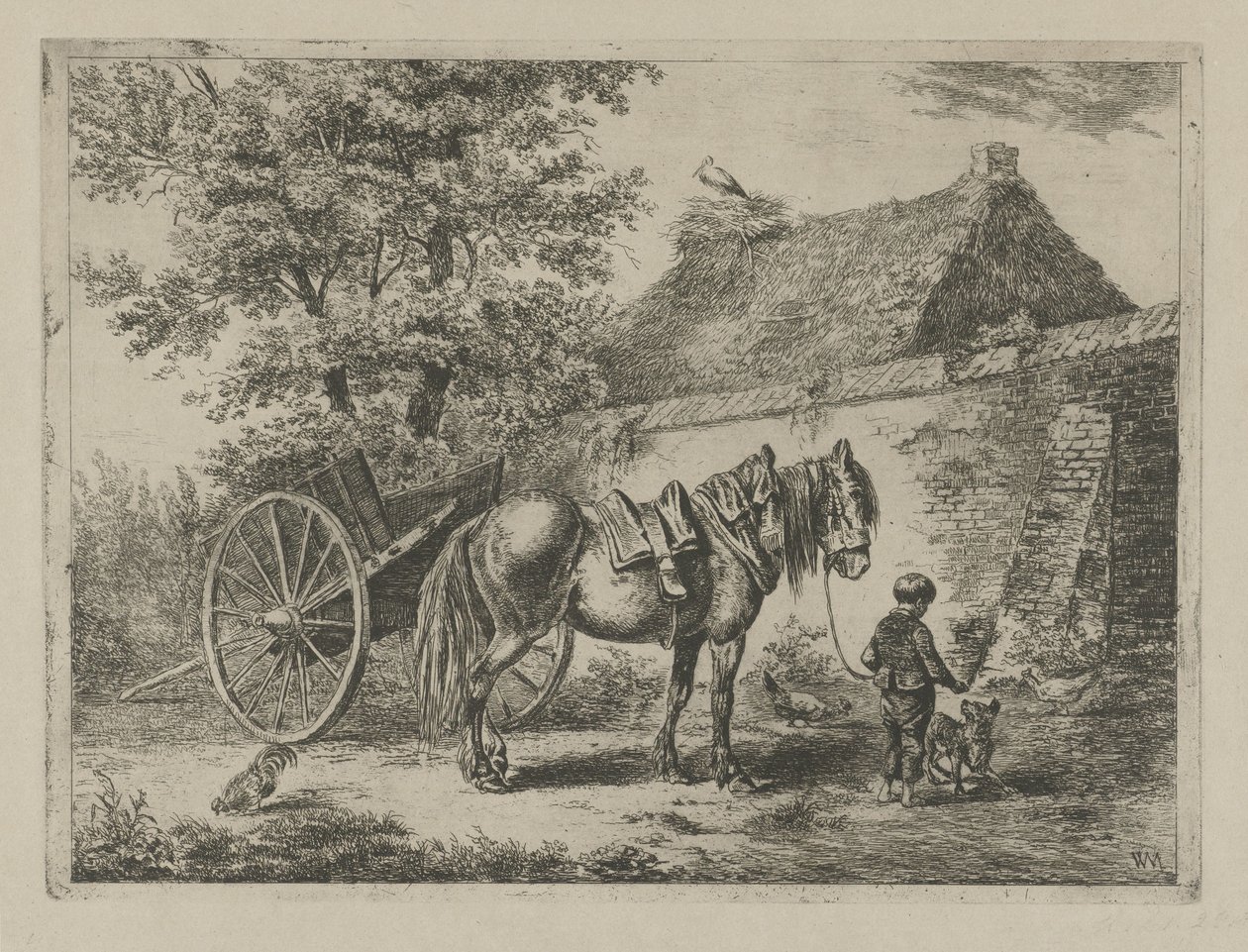 Fiú lóval és kutyával alkotó: Christiaan Wilhelmus Moorrees