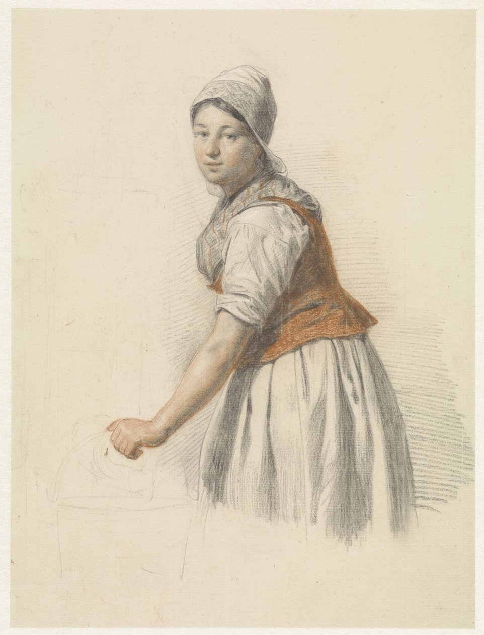 Álló nő vödörrel, balra alkotó: Christiaan van Geelen jr.