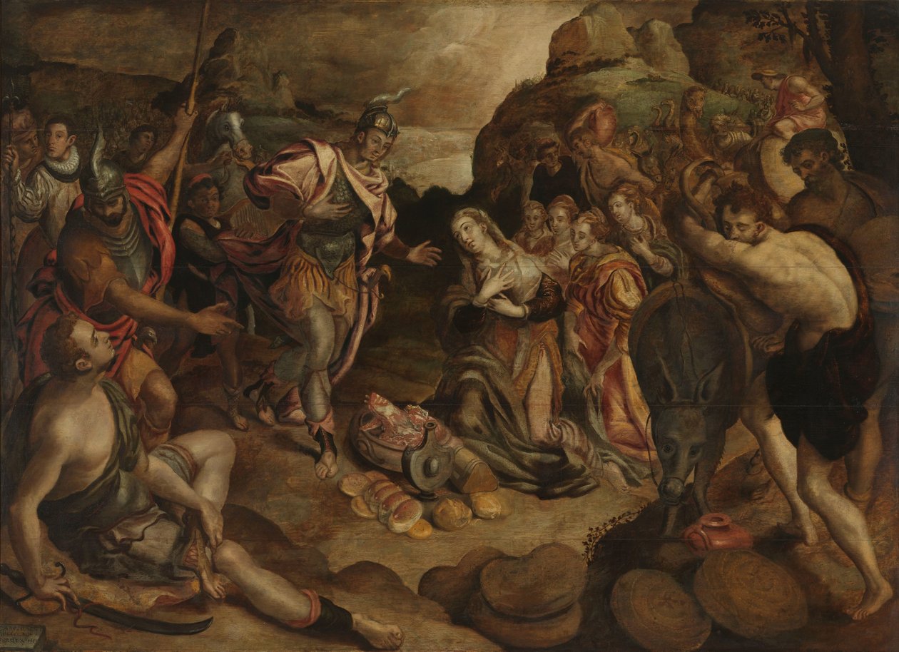 Dávid és Abigail találkozása alkotó: Christiaen Jansz. van Bieselingen
