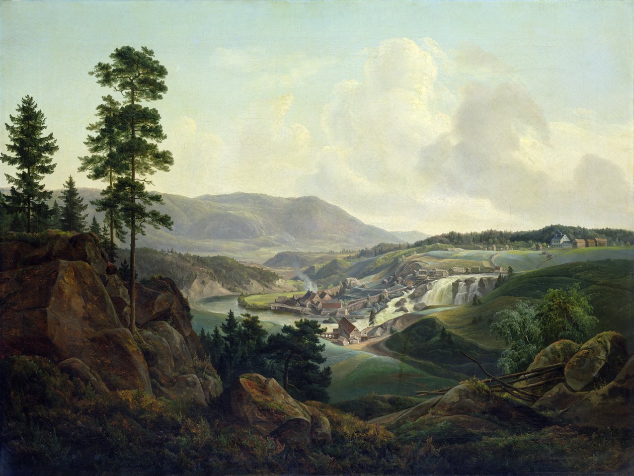 Fűrészmalom Norvégiában, 1827 alkotó: Christian Ernst Bernhard Morgenstern