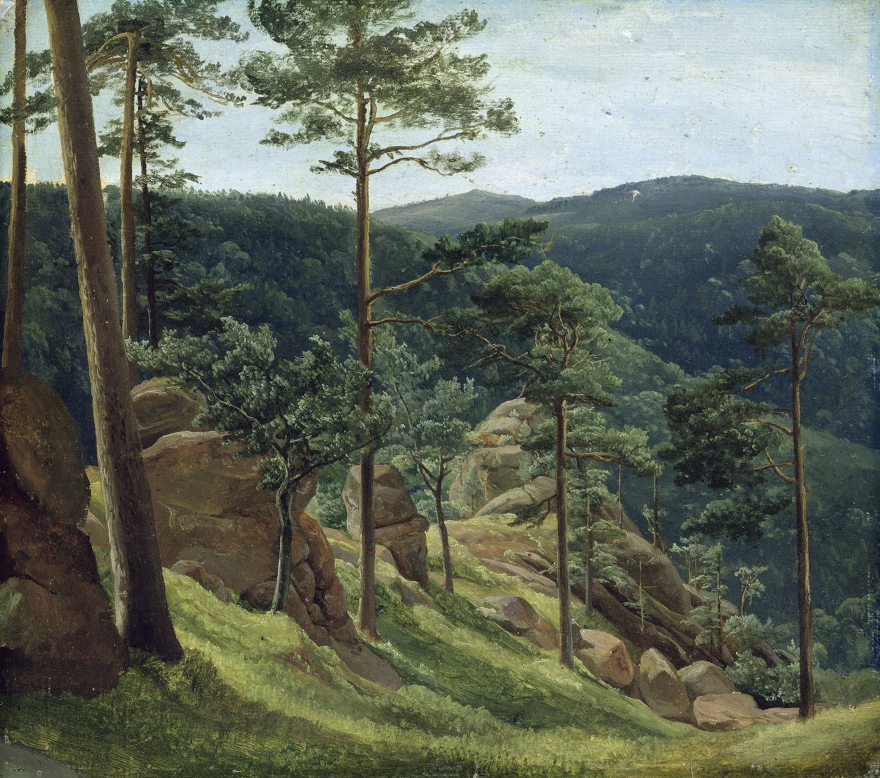 Kilátás a Mount Brockenre, 1829 (olaj, papír a fedélzeten) alkotó: Christian Ernst Bernhard Morgenstern