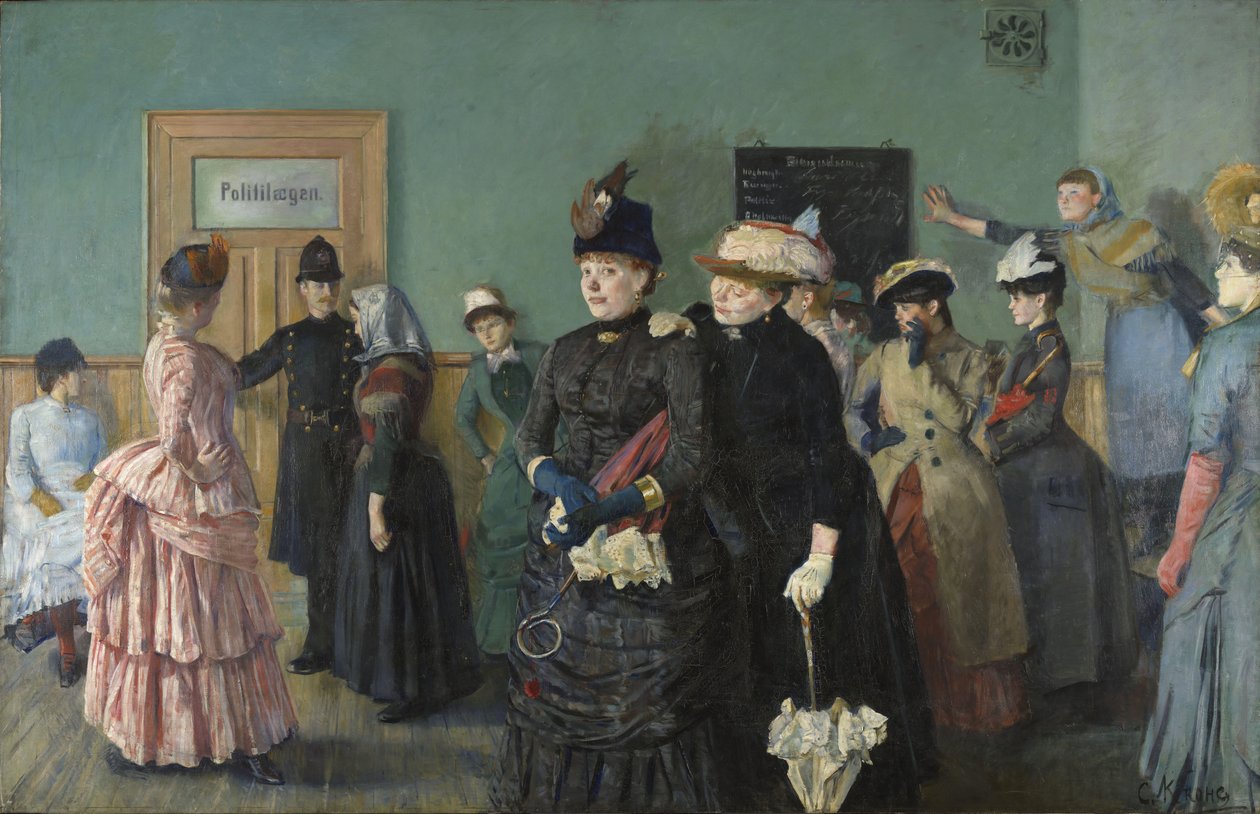 Albertine a Rendőrorvos várótermében, 1886-87 alkotó: Christian Krohg