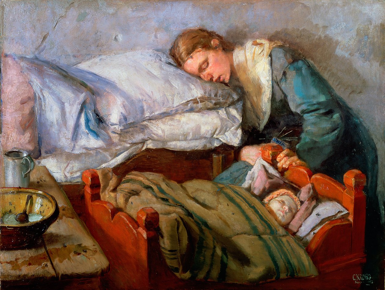 Alvó anya, 1883 alkotó: Christian Krohg