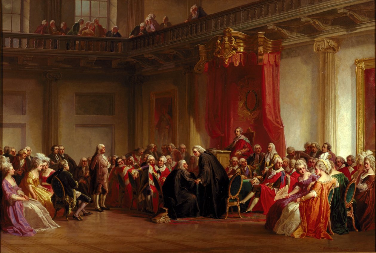 Benjamin Franklin a Titkos Tanács előtt alkotó: Christian Schussele