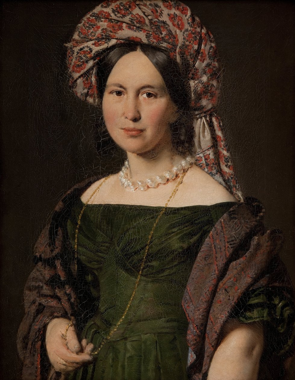 Cathrine Jensen, született Lorenzen, a turbánt viselő művészfeleség, 1842-1843 alkotó: Christian Albrecht Jensen