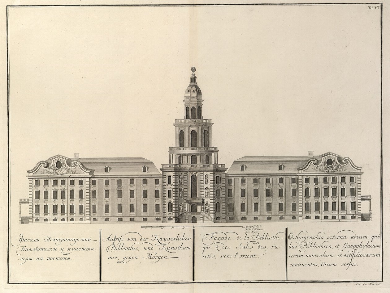 Birodalmi Könyvtár és Kunstkammer Kezdő: A Birodalmi Tudományos Akadémia épülete, 1741 alkotó: Christian Albrecht Wortmann