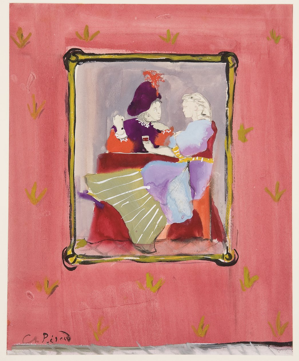 Egy jelmezes pár, 1935-45 körül (guache papíron) alkotó: Christian Bérard