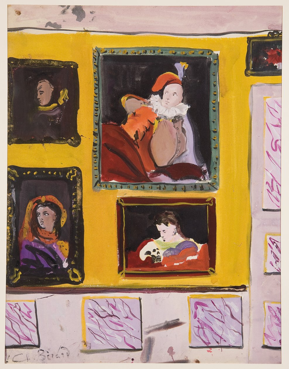Jelmezes karakterek, 1935-45 körül (guache papíron) alkotó: Christian Bérard