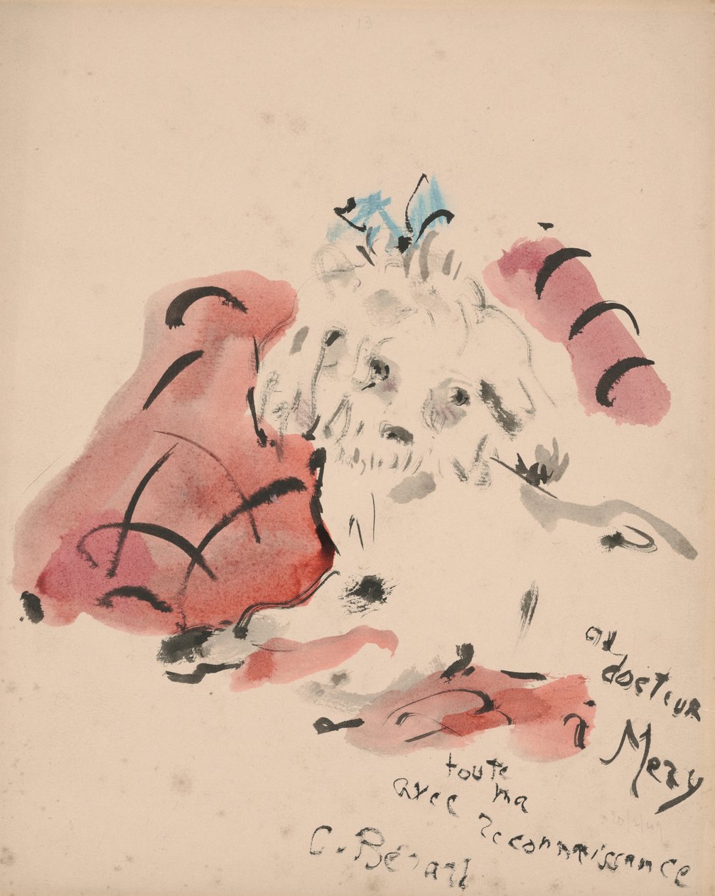 Petit chien (recto) (olajpasztell, akvarell, ecset és tinta, papír) alkotó: Christian Bérard