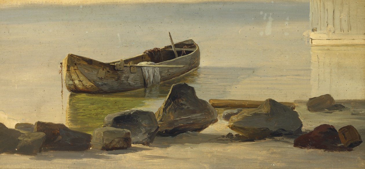 Egy dúc a Starnberger-tónál, 1845 (olaj, papír, kártyára rögzítve) alkotó: Christian Ernst Bernhard Morgenstern