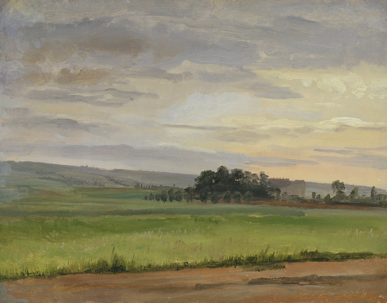 Kukoricatábla Drezda közelében, 1833 (olaj, papír, kartonra fektetve) alkotó: Christian Friedrich Gille