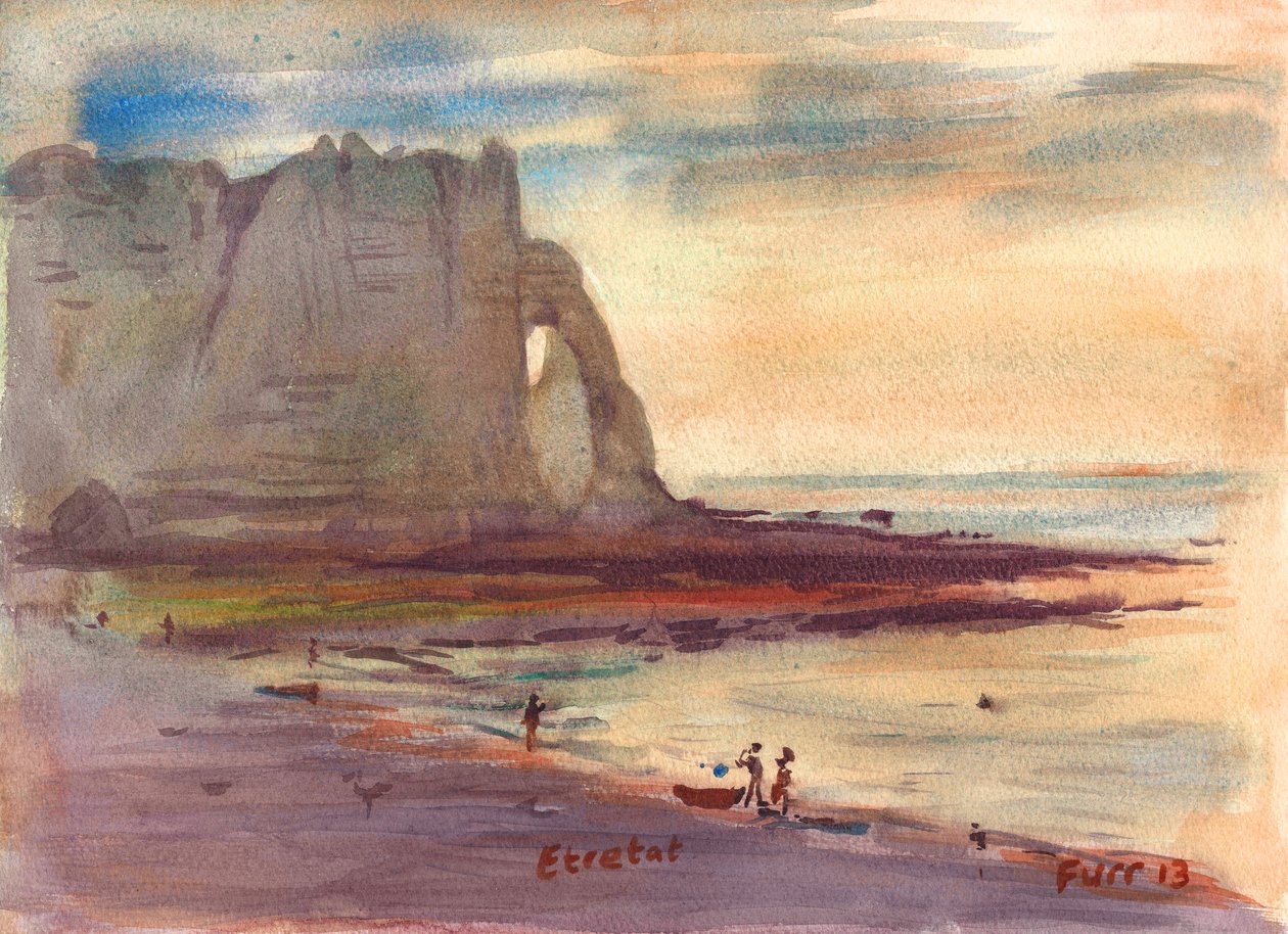 Égett narancs burgundi Etretat (akvarell) alkotó: Christian Furr