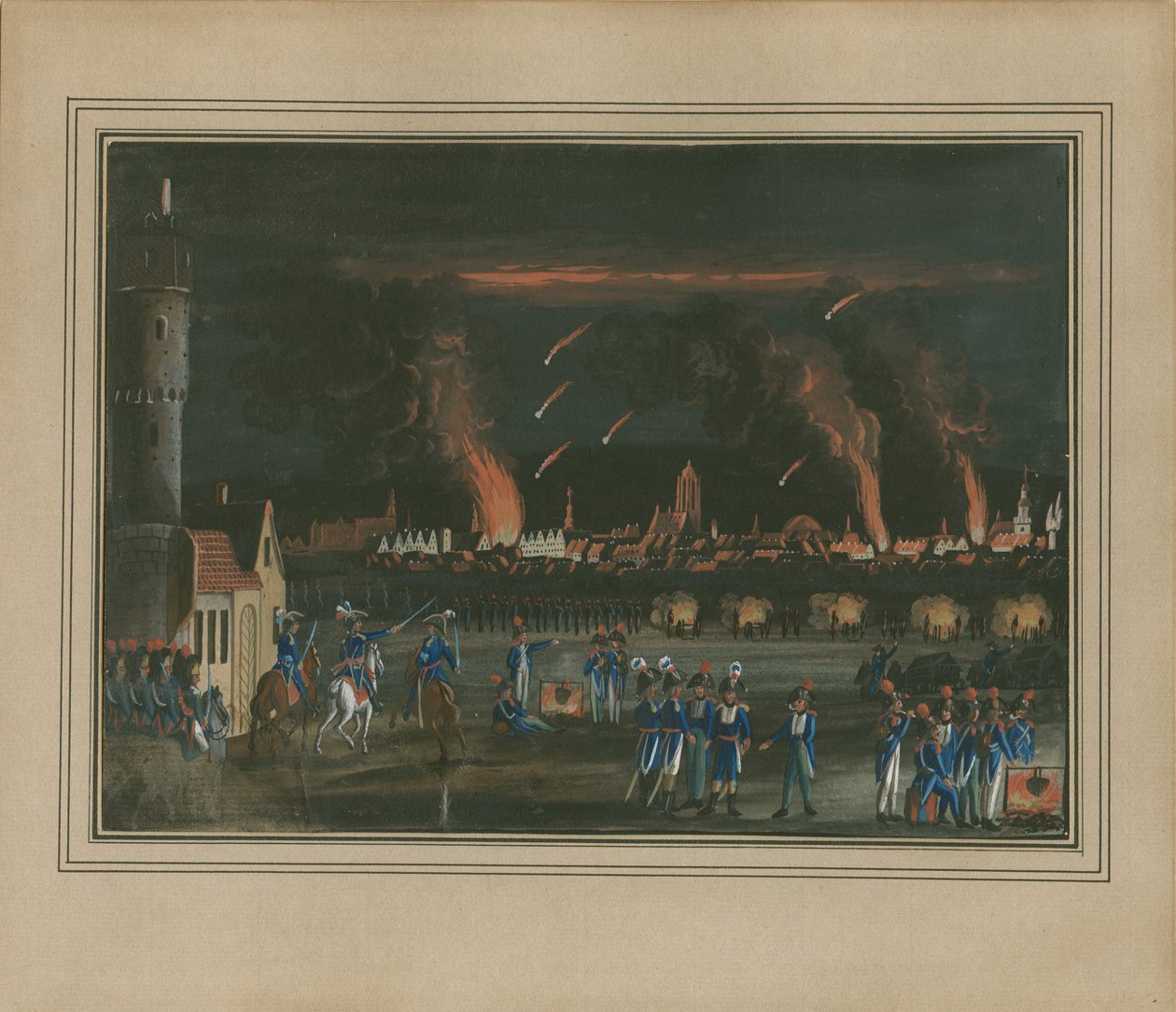 Frankfurt am Main bombázása a francia hadsereg által, 1796. július 13 alkotó: Christian Georg Schütz the Younger