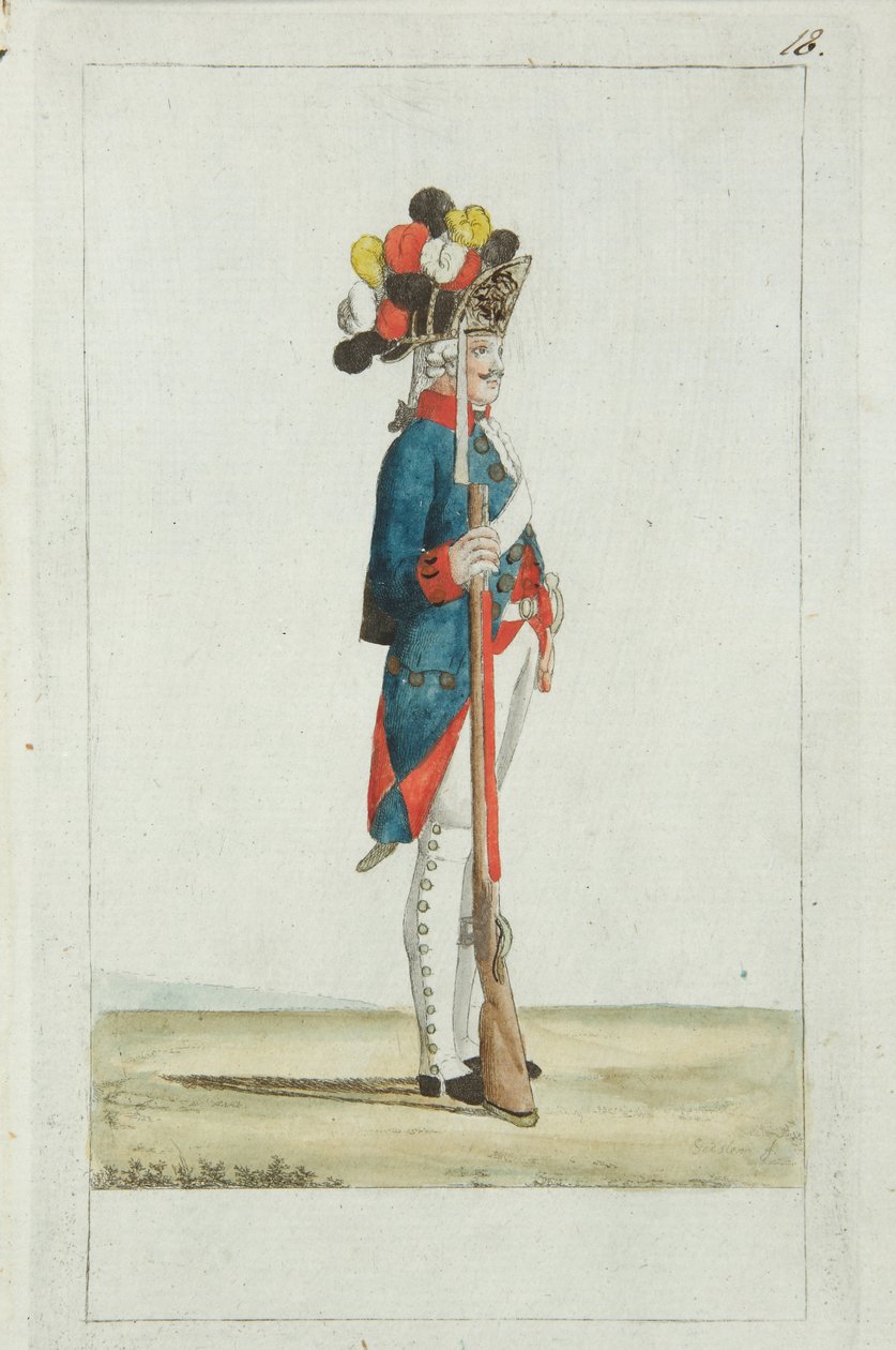 A Preobraženszkij-ezred gránátosa, 1793 alkotó: Christian Gottfried Heinrich Geissler