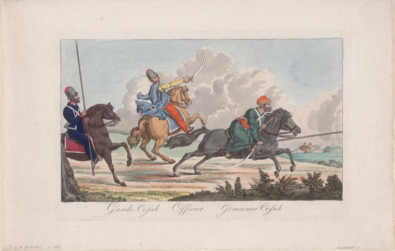 Életvédő kozák, tiszt és kozák alkotó: Christian Gottfried Heinrich Geissler