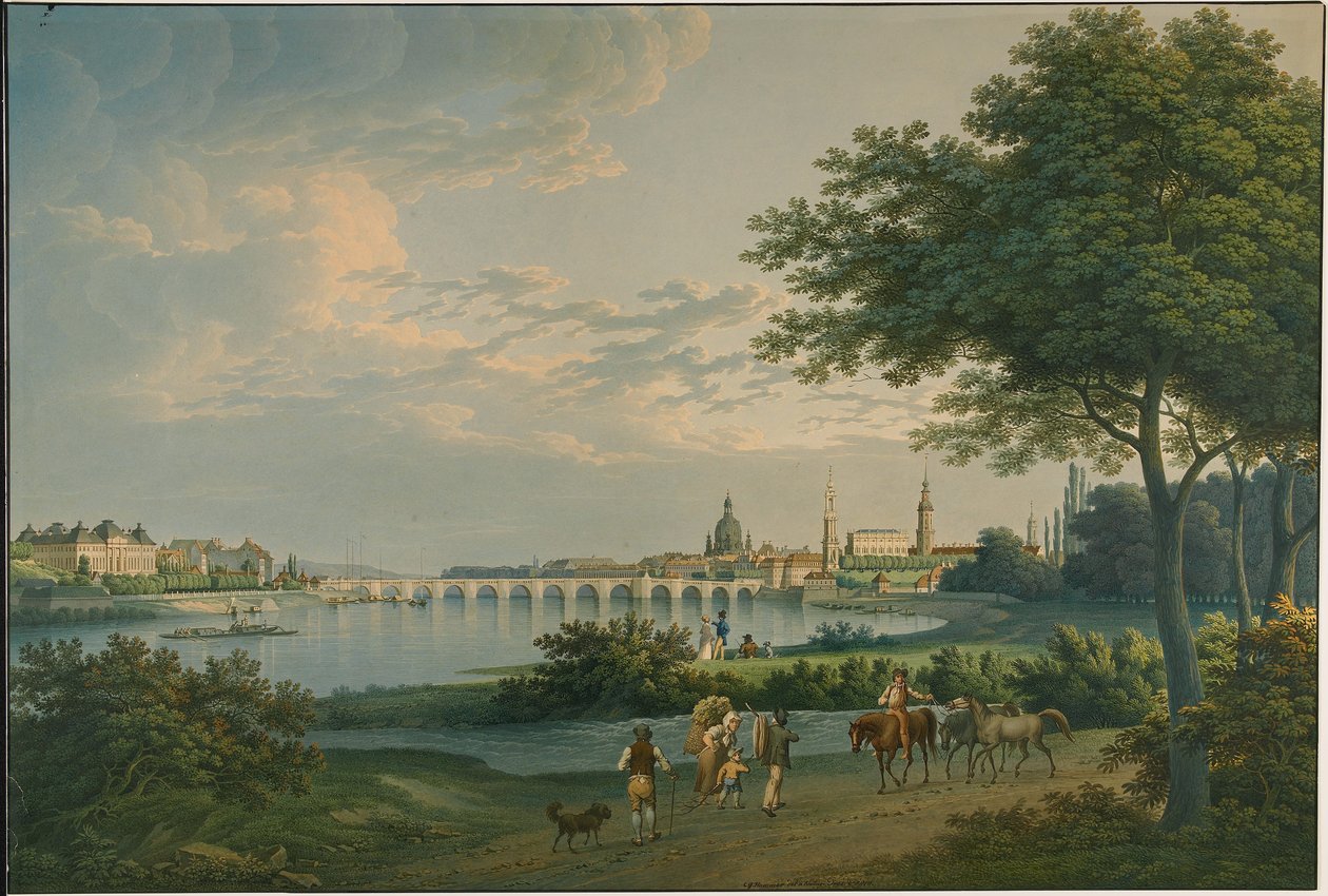 Drezda látképe, 1810 alkotó: Christian Gottlieb Hammer