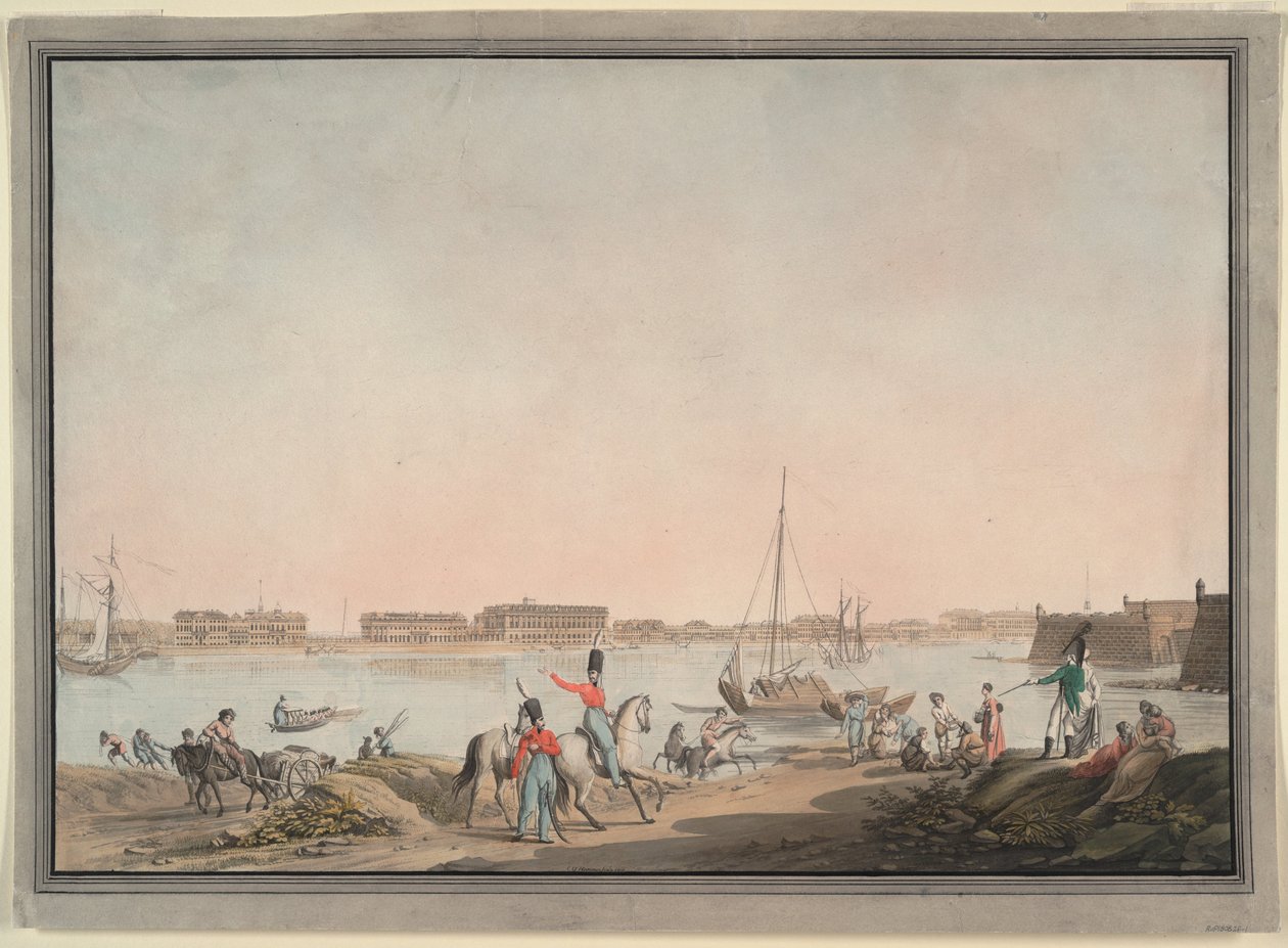 Szentpétervár látképe a Néva felől, 1808 alkotó: Christian Gottlieb Hammer