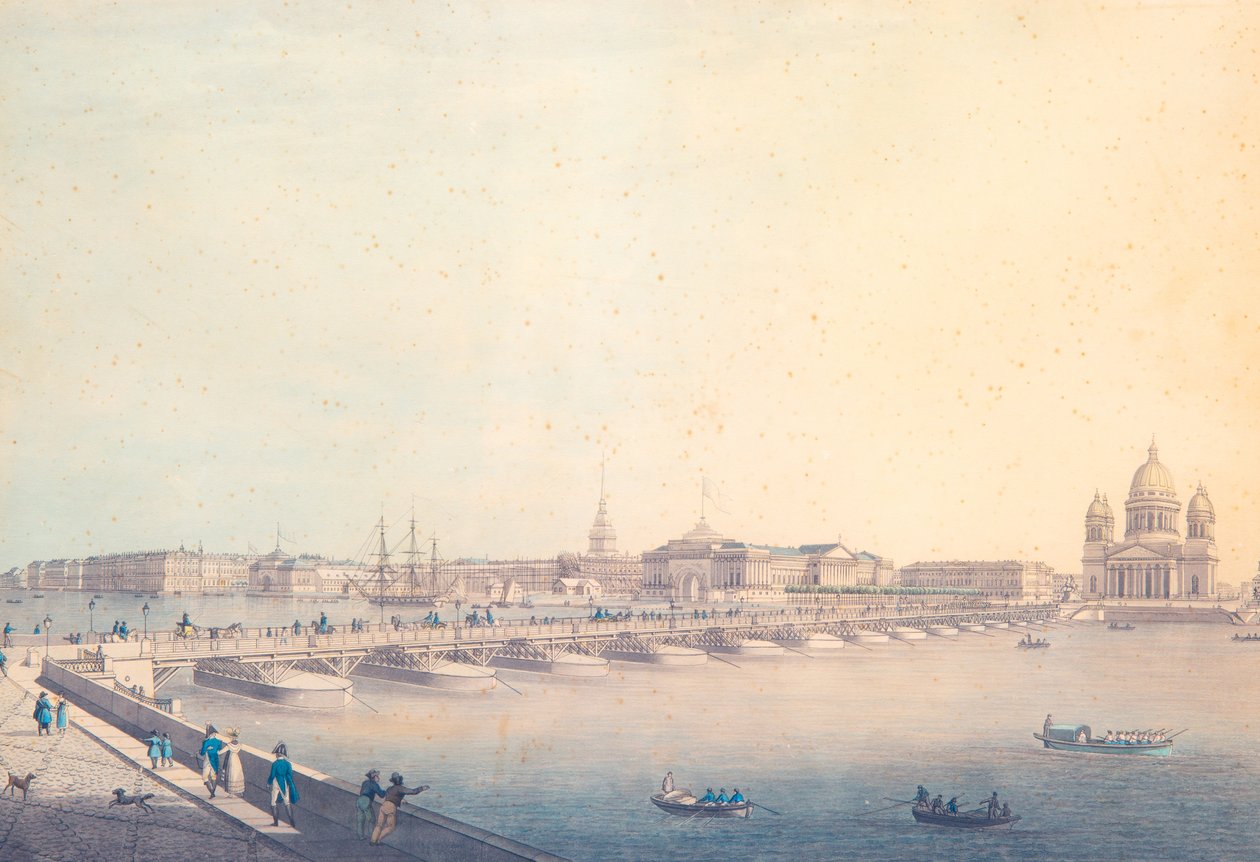 Kilátás a pétervári Szent Izsák-hídra, 1820 előtt. alkotó: Christian Gottlieb Hammer