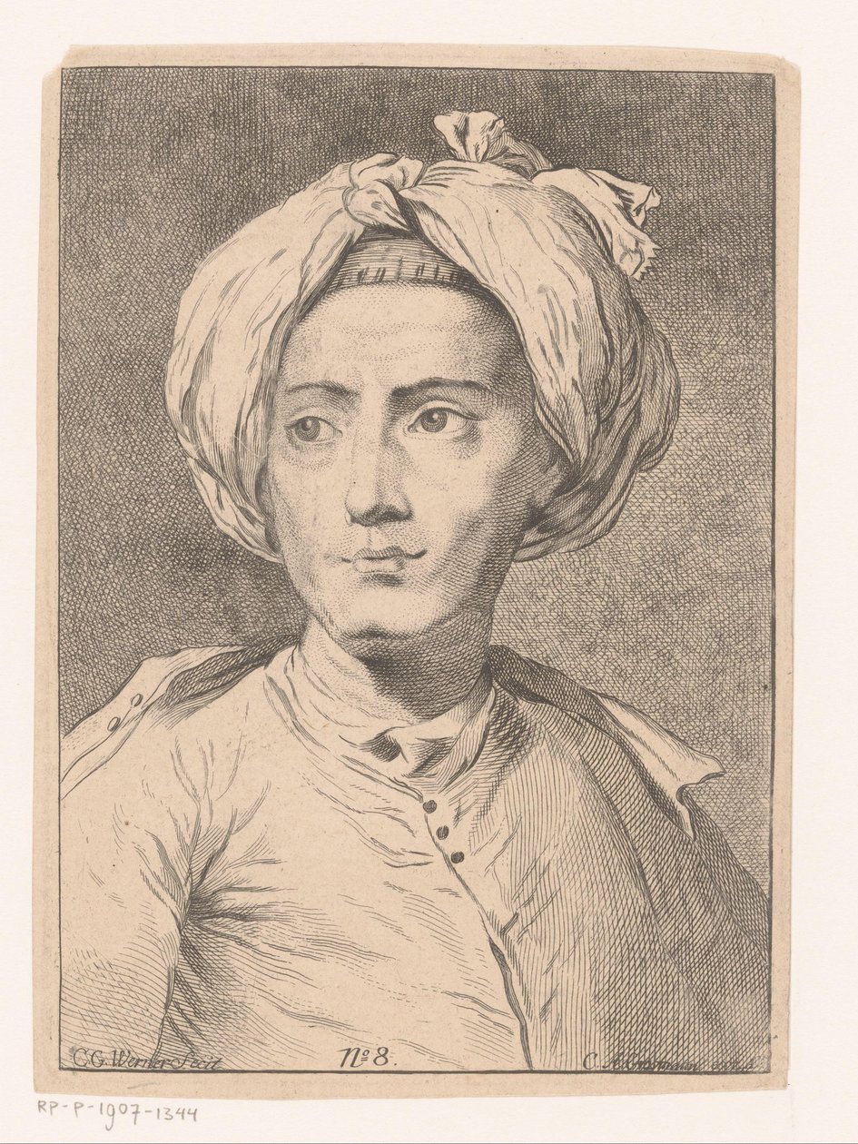 Férfi portréja, esetleg Christian Gottlieb Werner önarcképe alkotó: Christian Gottlieb Werner (prentmaker)