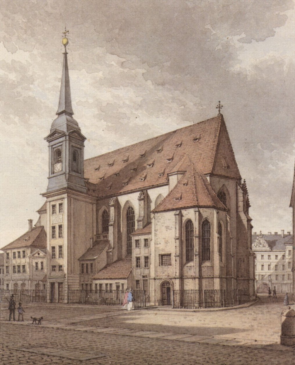 A drezdai Sophienkirche akvarellje alkotó: Christian Gottlob Hammer