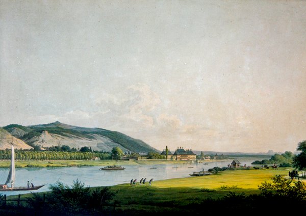 Pillnitz és környéke, Drezda közelében (színes metszet) alkotó: Christian Gottlob Hammer