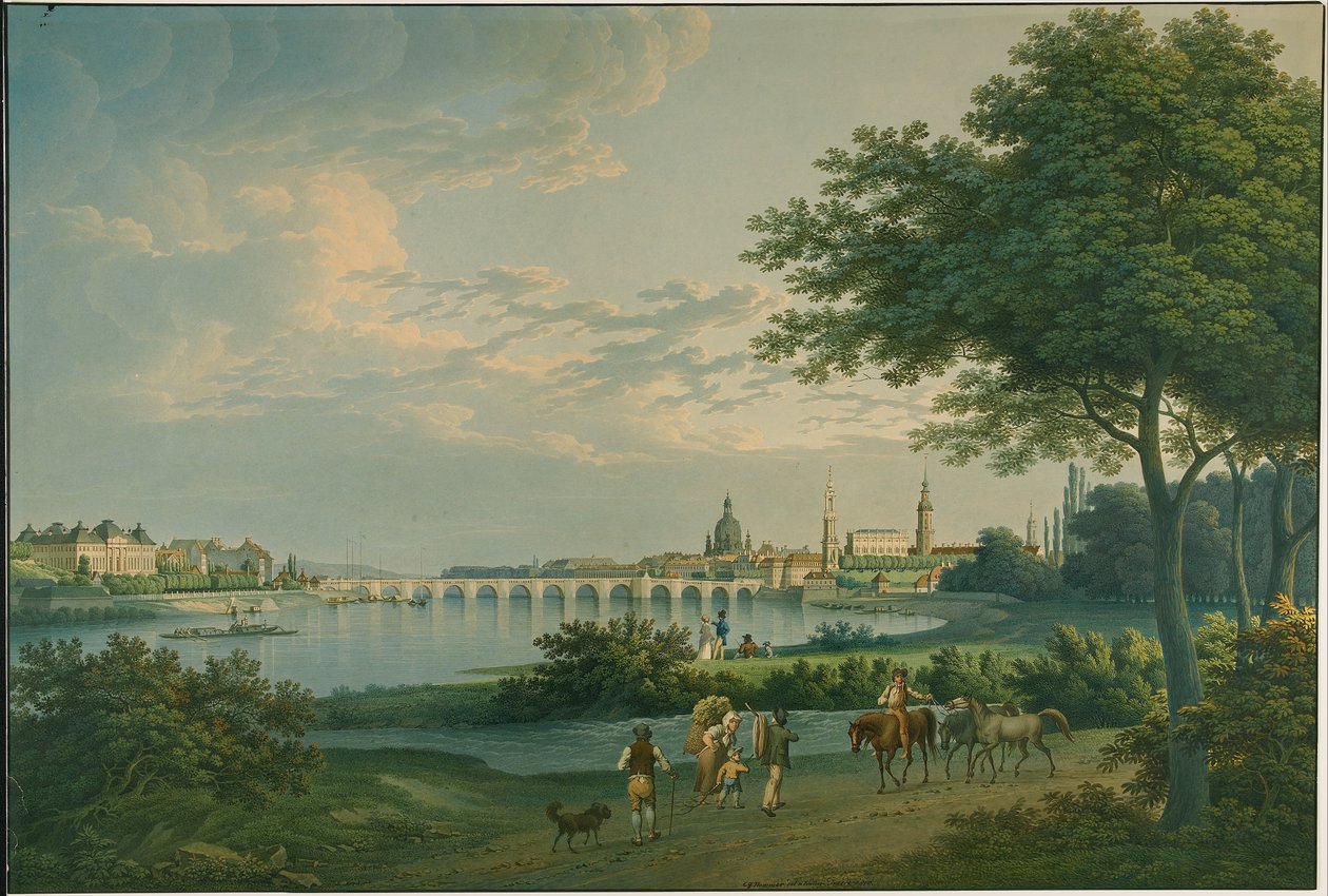 Drezda látképe alkotó: Christian Gottlob Hammer