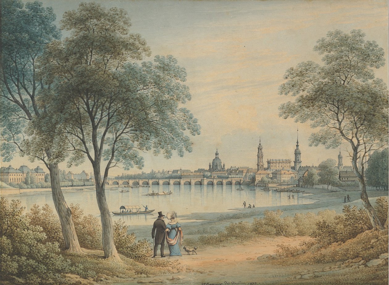 Drezda kilátása nyugatról, 1833. alkotó: Christian Gottlob Hammer
