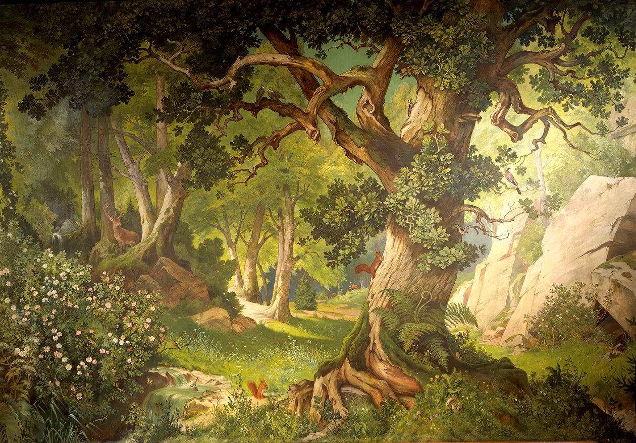 Klingsor bűvész kertje, a Parzival ciklusból, Nagy Zeneterem, 1883-84 körül (falfestmény) alkotó: Christian Jank