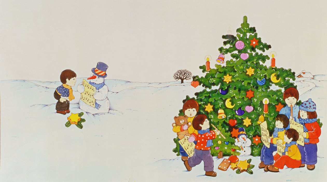 Carol Singers a karácsonyfa előtt alkotó: Christian Kaempf