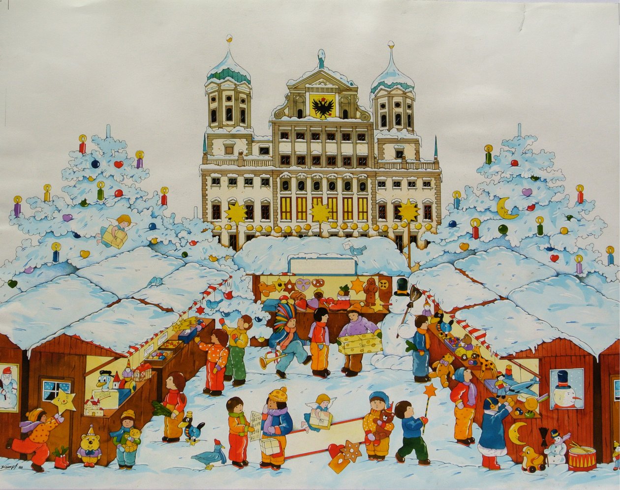 Karácsonyi vásár (Augsburg óvárosa) alkotó: Christian Kaempf