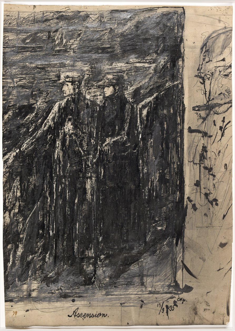 Felemelkedés. Férfi és nő. Jobb oldalon férfifej szivarral alkotó: Christian Kongstad Petersen