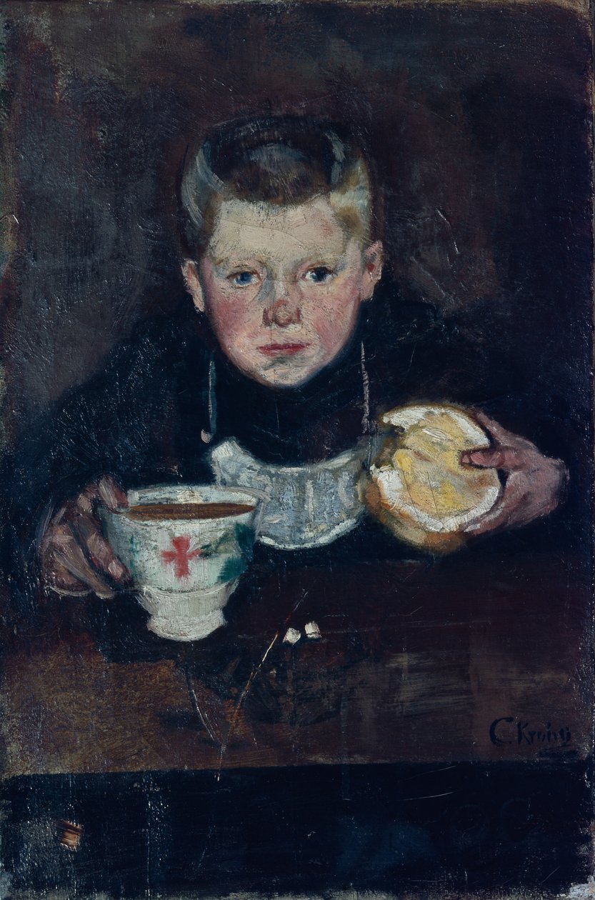 Errand fiú kávét iszik alkotó: Christian Krohg