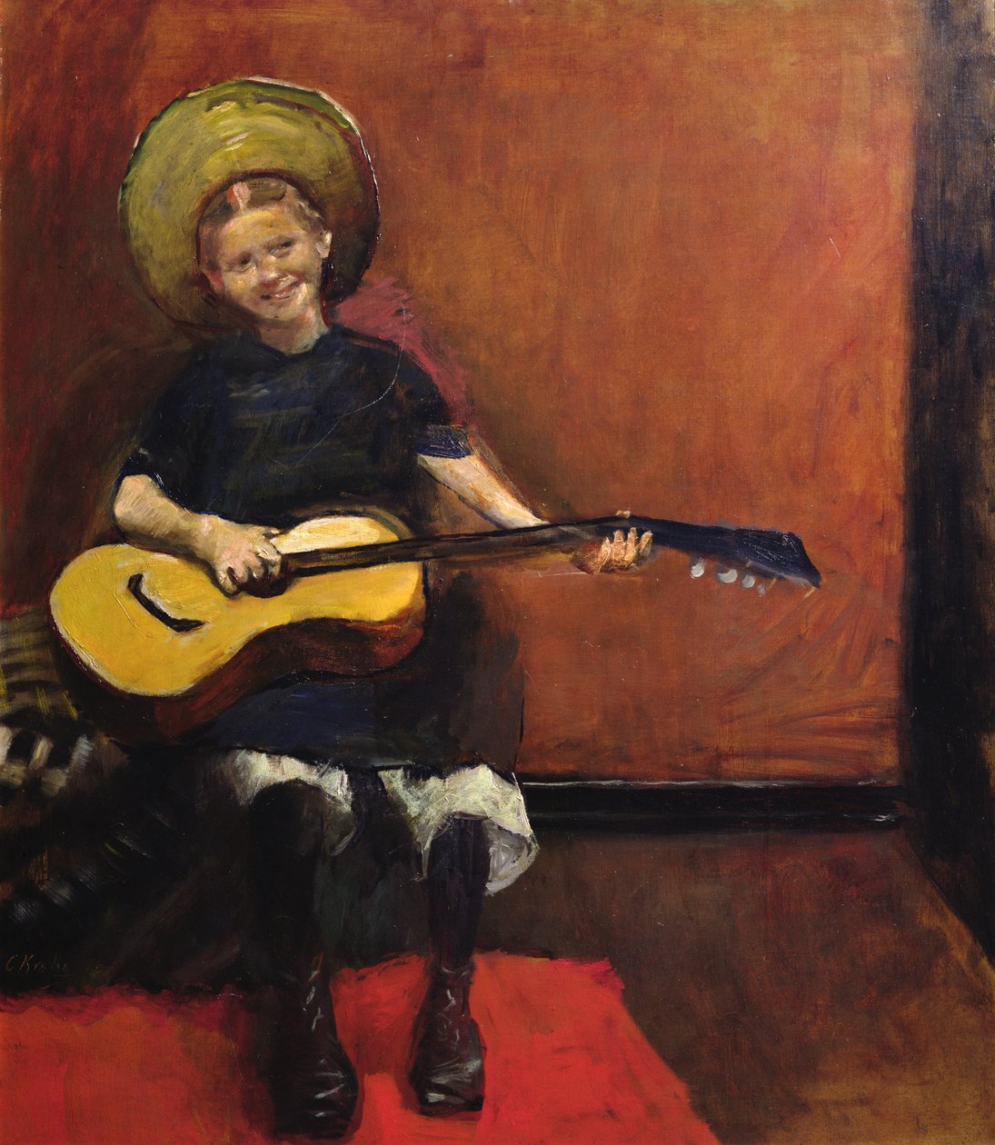 Lány gitárral alkotó: Christian Krohg