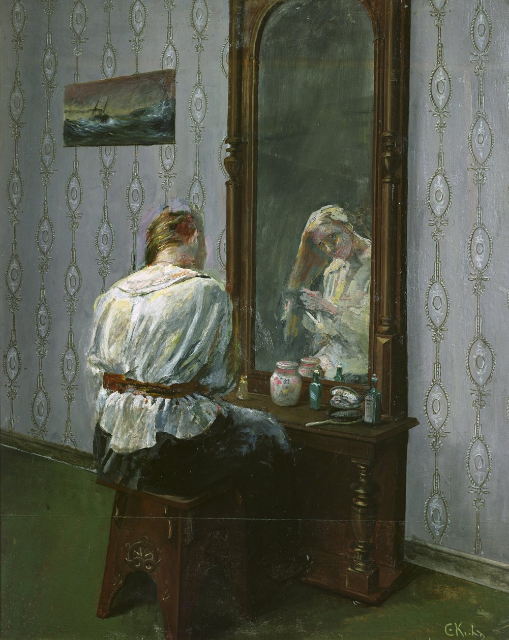 A tükör előtt (olaj, vászon) alkotó: Christian Krohg